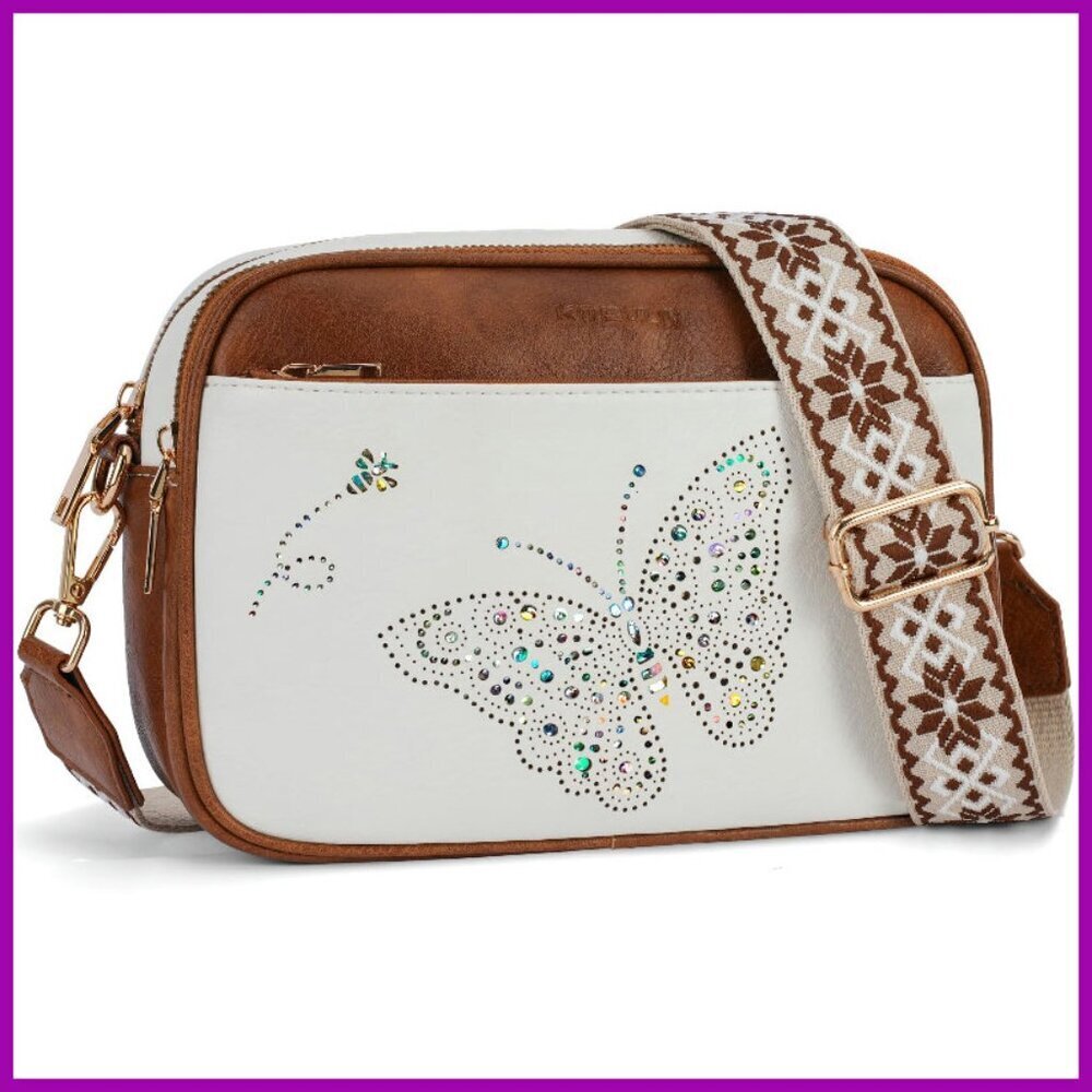 Small Vegan Leather Crossbody Bag Adjustable Strap Multiple Pockets